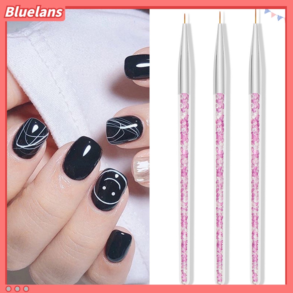 (In Stock) Kacamata Hitam Lensa Warna Warni ♡3 Pcs Pen Liner Bahan Nilon Wol Untuk Menggambar Nail Art