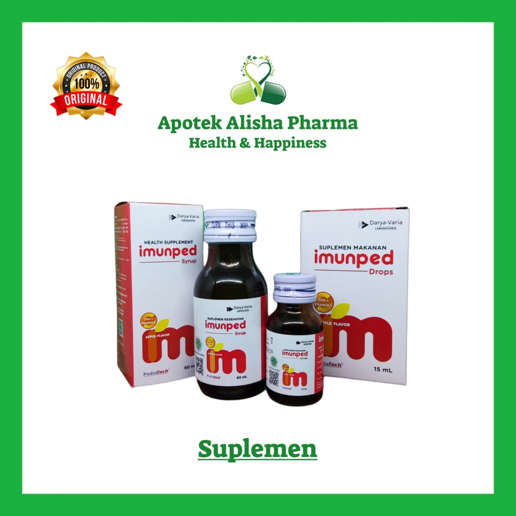 IMUNPED DROPS 15 ML/IMUNPED SIRUP 60ml-Imunped Syrup/Imunped Baby Drop/Vitamin C Sirup Bayi&amp;Anak Rasa Apel/Zink Drop