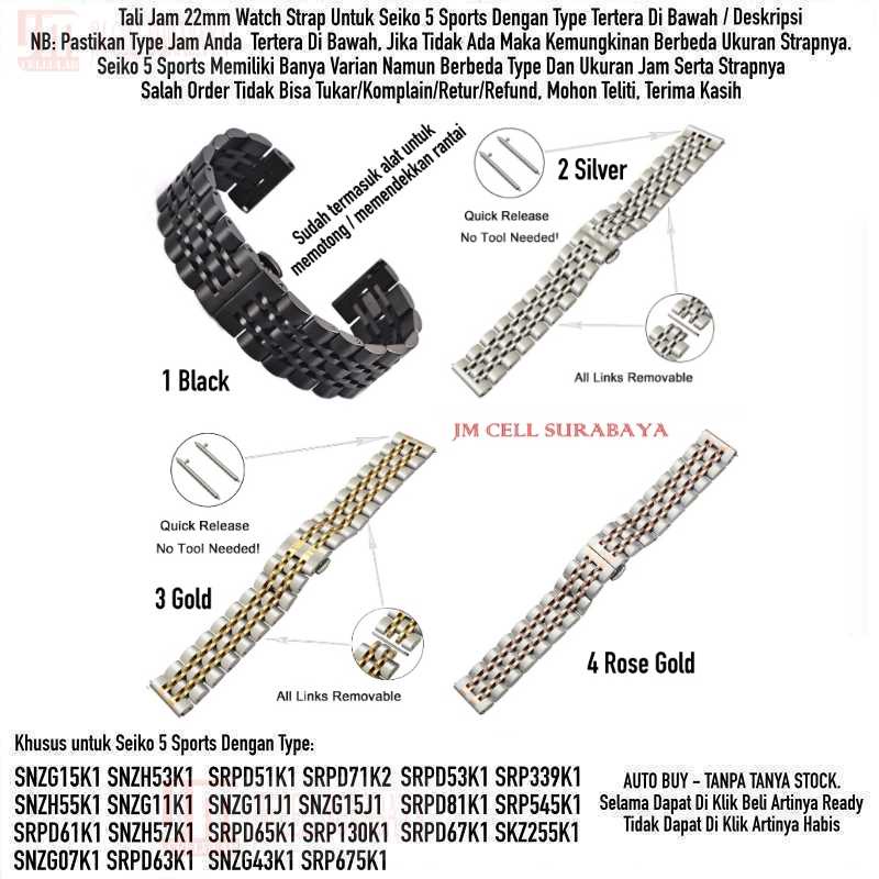 Tali Jam Tangan 22mm Watch Strap Seiko 5 Sports - Dual Color Stainless Steel