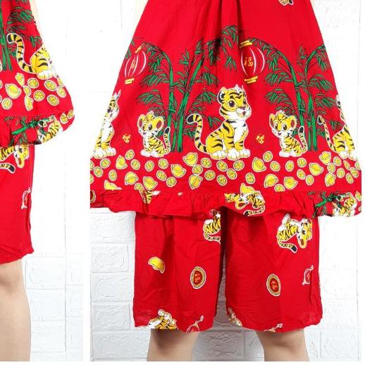 ♠ Setelan baju tidur JUMBO XXXL edisi imlek 2022 tahun macan harimau bahan rayon adem LD 120 CM ℗