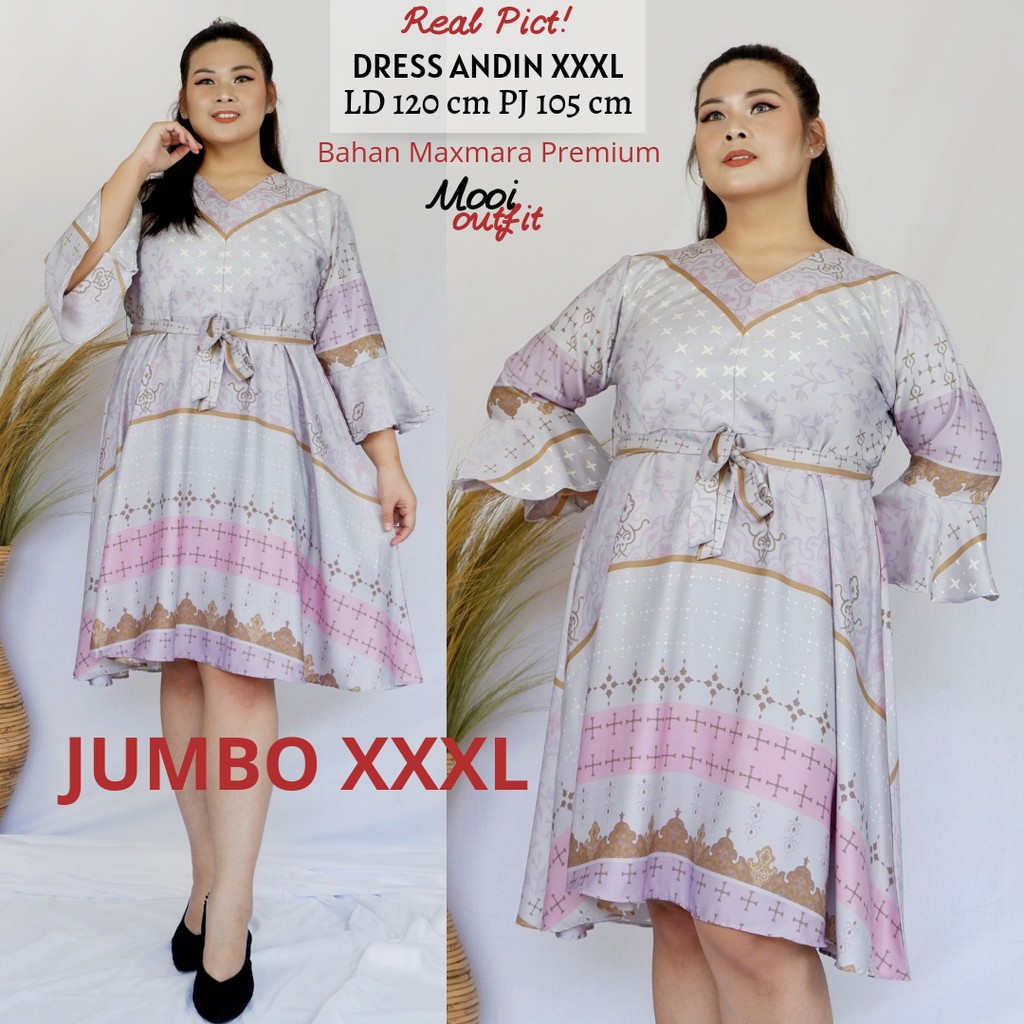 Dress Andin Jumbo / Dress Wanita Jumbo Kekinian / Dress Kasual Jumbo / Dress Pesta Jumbo / Dress Kondangan Jumbo