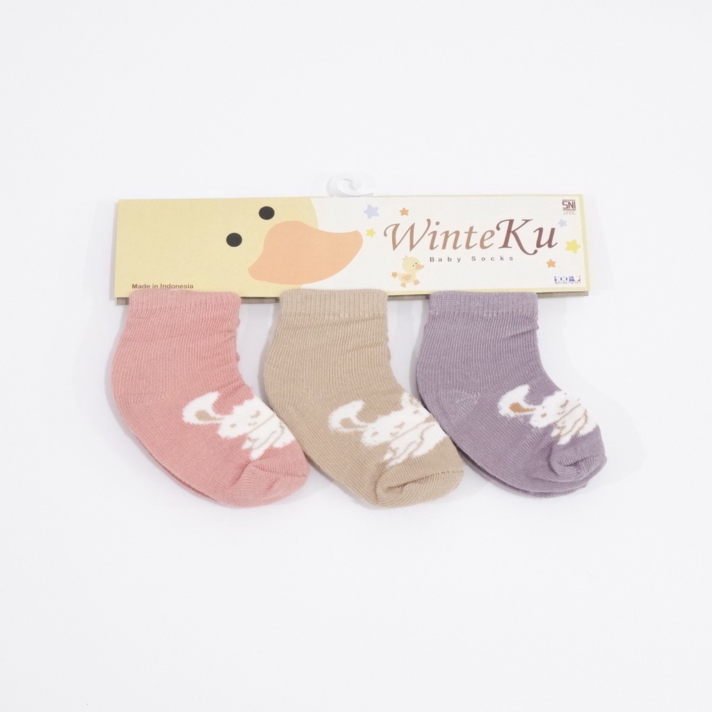 Kaos Kaki New Born isi 3pcs Winteku Animal's  Girl