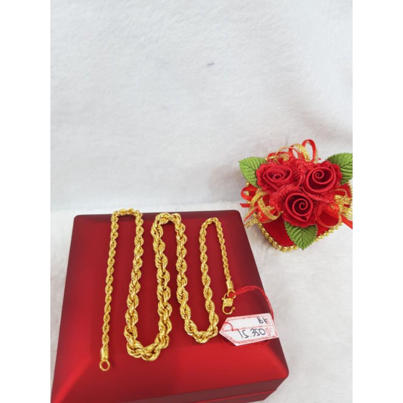 KL301J434J kalung model kadal hamil emas kuning asli berat 15.350 panjang 46.6cm kadar 70% 16k