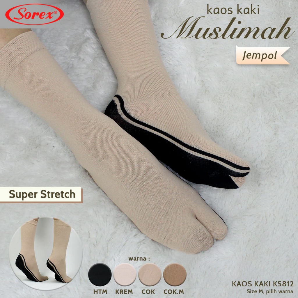 Kaos Kaki Muslimah Sorex K 5811 / K 5812 / K 5813 Dewasa Jempol |tty