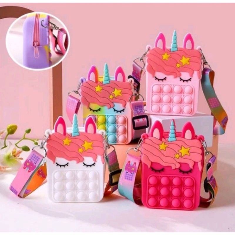 Tas Pop it Tas Little Pony Bag pop it Fidget Toys Kado Anak Pop It Unicorn wallet Tas Anak