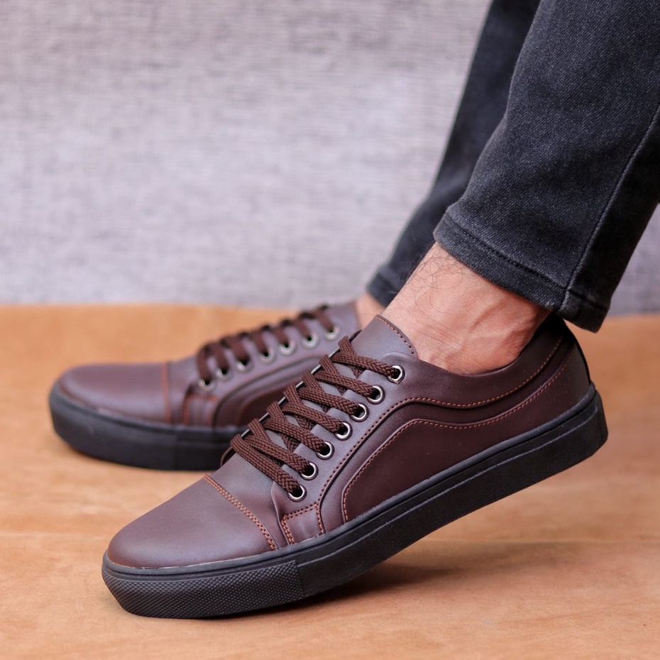 MOLK Sepatu Kasual Sneakers Pria Hitam Tali Trendy Kekinian Simple Murah Anti Slip