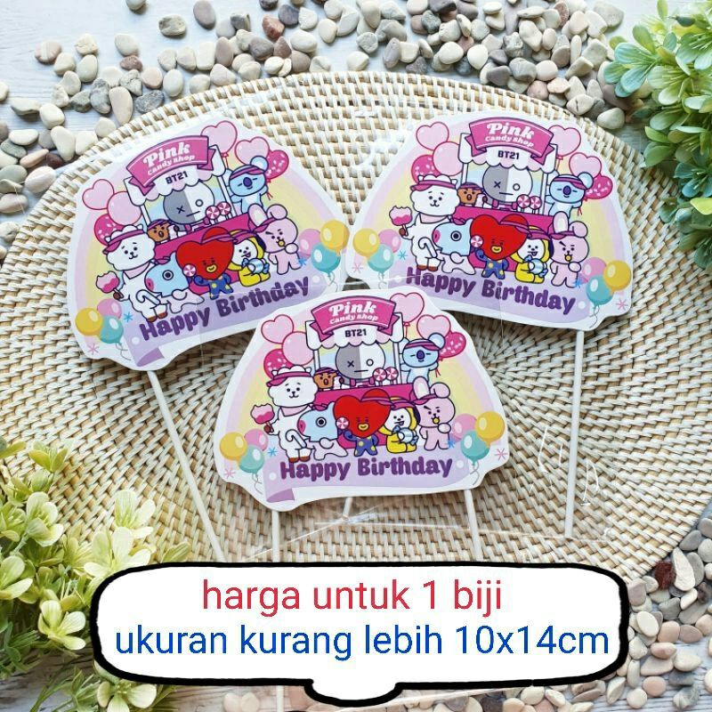 cake topper tunggal hiasan kue ulang tahun karakter BT21 BT 21 BTS
