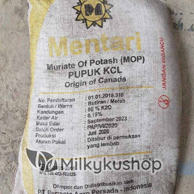 PUPUK MENTARI MOP KCL 50 KG KEMASAN PABRIK VIA GOSEND GRAB