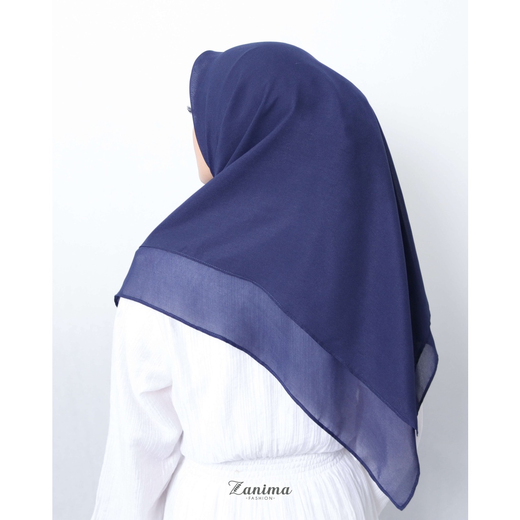 Jilbab Segi Empat Instan Double Layer Bahan Ceruti Babydoll - Zanima Navy