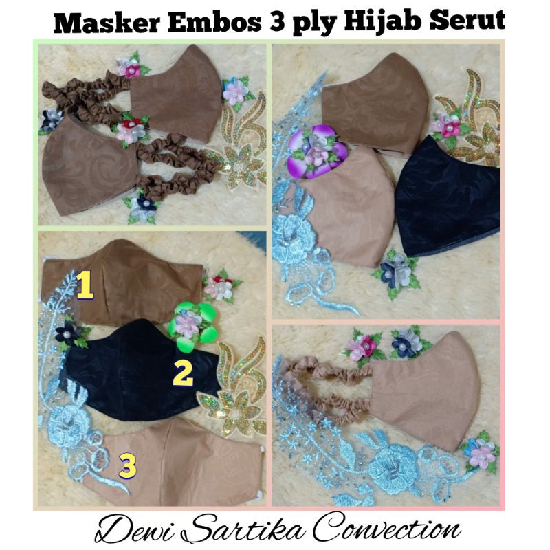 masker embos 3 ply Tali Hijab Serut