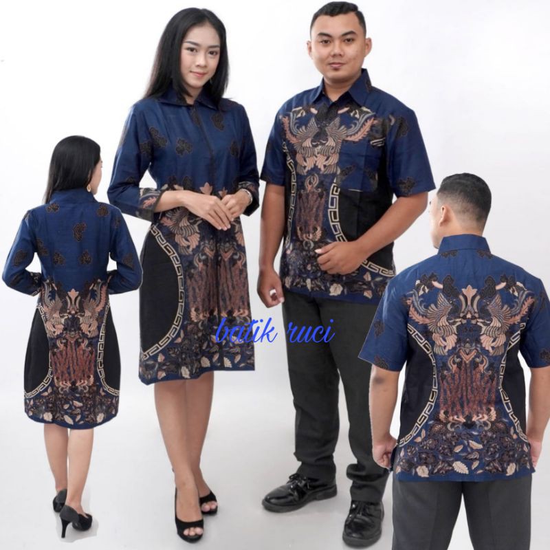 Couple Batik Pria Wanita - SeXdress Modern - Resleting Depan BUSUI - Lengan 7/8 SIZE DARI S - 5L