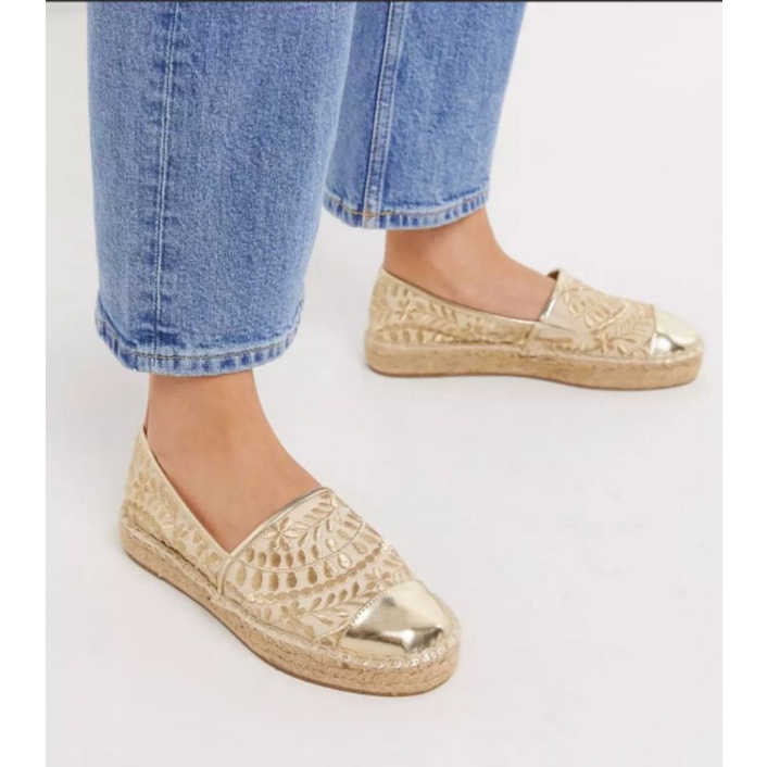 ALDO cinco embroidered espradrilles gold