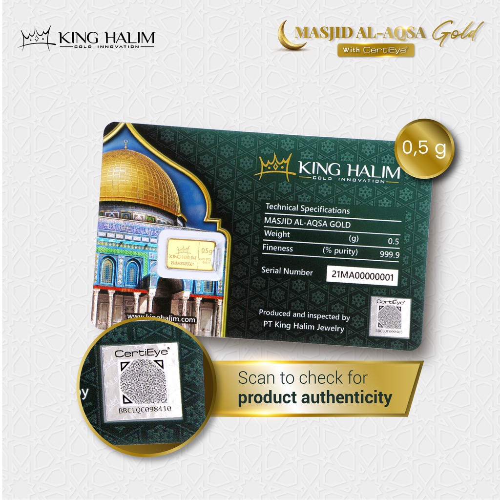 Logam Mulia King Halim / LM KH &quot;Masjid Al-Aqsa&quot; 24K 0.5 gram - SDW Gold -