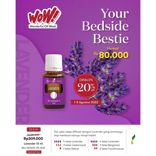 Lavender Essential Oil Young Living - Promo WOW