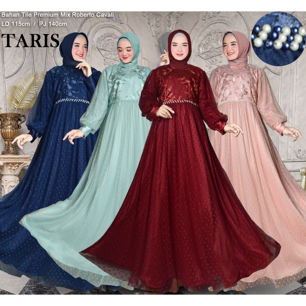 (COD) GAMIS KHANA PREMIUM TARIS BUSANA BRAND 100 % TILLE IMPORT PAYET IMPORT BAJU MEWAH BAJU ELEGAN 