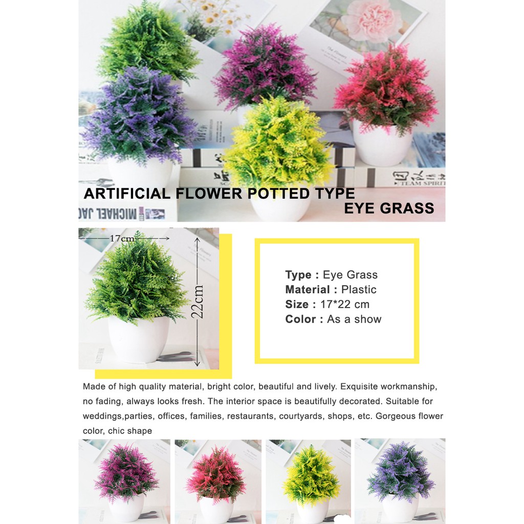 Pot Tanaman Bunga Plastik Moderen Hiasan Bunga Artificial Flower Tanaman Bunga Type Eye Grass-4