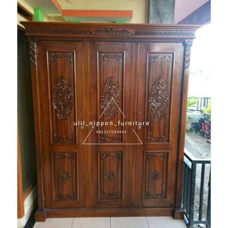 almari 3 pintu jati jepara