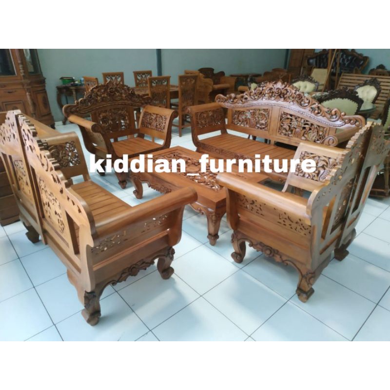 sofa set madura adena kaki gareng set 3211 + 1 meja