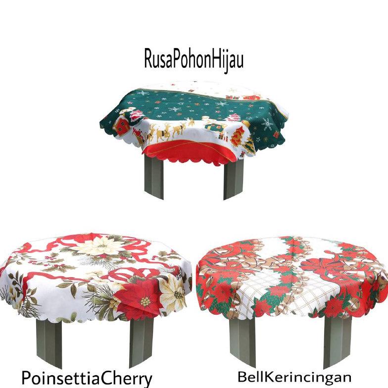 TAPLAK MEJA MOTIF NATAL BULAT 73 CM TAPLAK KAIN MURAH DEKORASI NATAL KADO NATAL TAPLAK MEJA TAMU