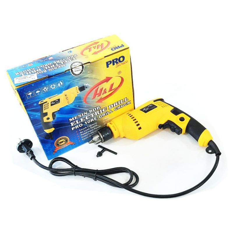 Mesin Bor 10mm H&L Keyless Pro Bor Tangan Bolak Balik