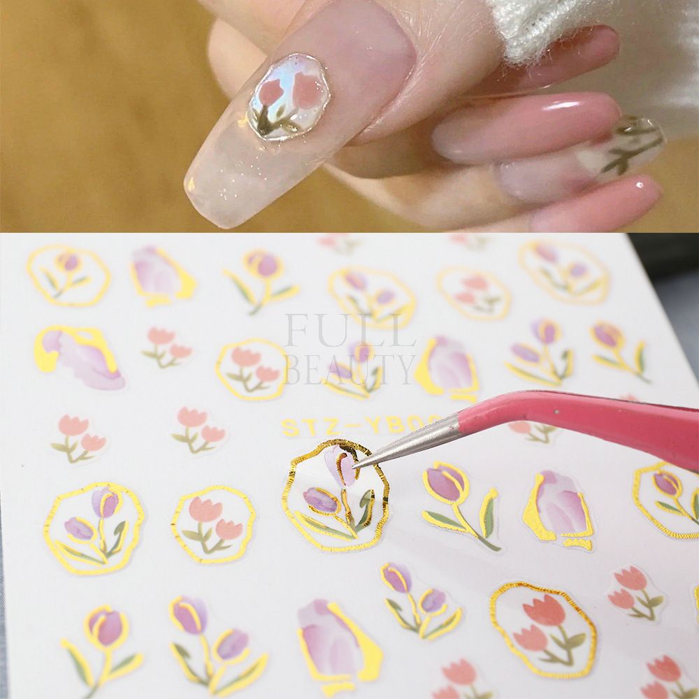 STIKER KUKU BUNGA TULIP FLOWER NAIL ART STICKER INSTAN GAYA JEPANG / NAILART STICKER