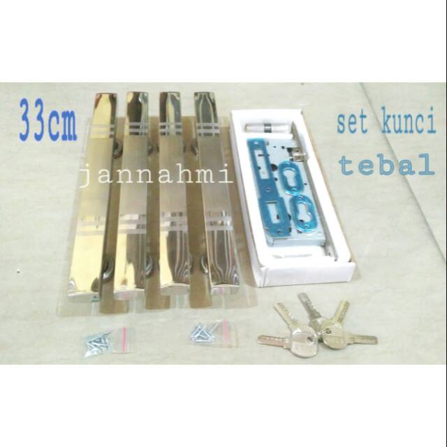 Set paket handle pintu pj 33cm 4pcs + 1 set kunci