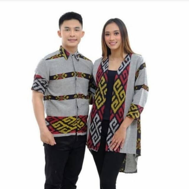 Cople baju tenun motif toraja abu original