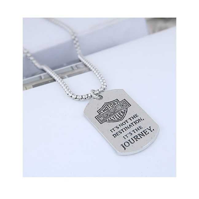 LRC Kalung Fashion Silver Metal Shield Long Necklace A57457