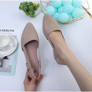  Grosir  S580 Flat Shoes  Wanita Fashion Bahan Jelly  Sol 