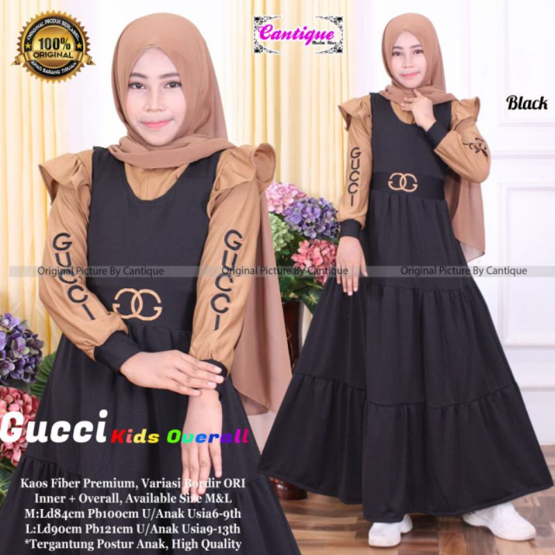 Gucci Kids Overall Gamis anak perempuan umur 9-13 Tahun Gamis terbaru
