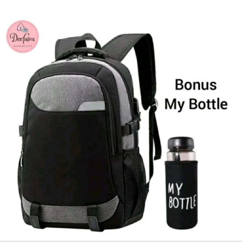 Tas Sekolah Backpack Laki Laki Tas Gendong Pria Free My Bottle