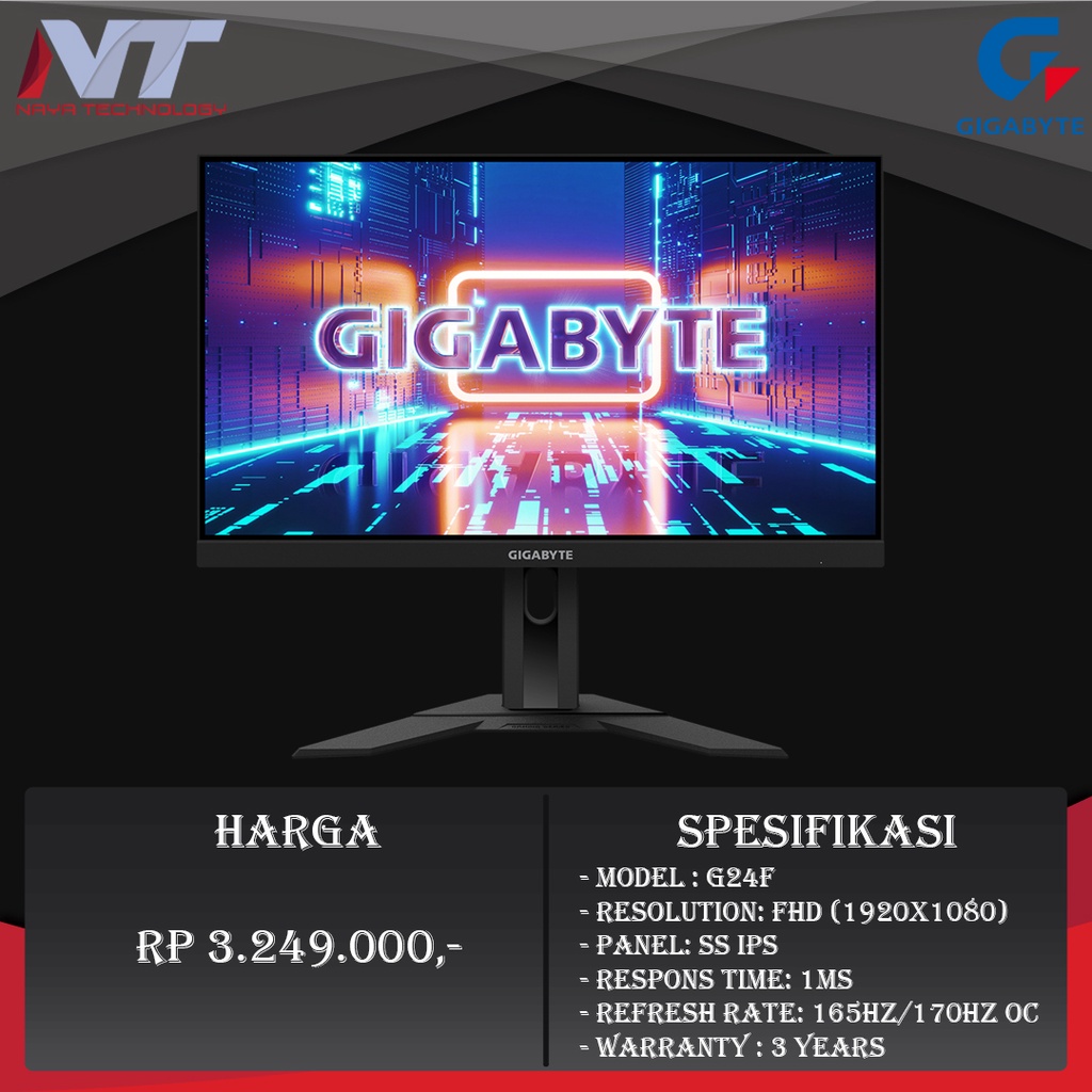 GIGABYTE G24F Gaming Monitor [1080p, 170Hz]