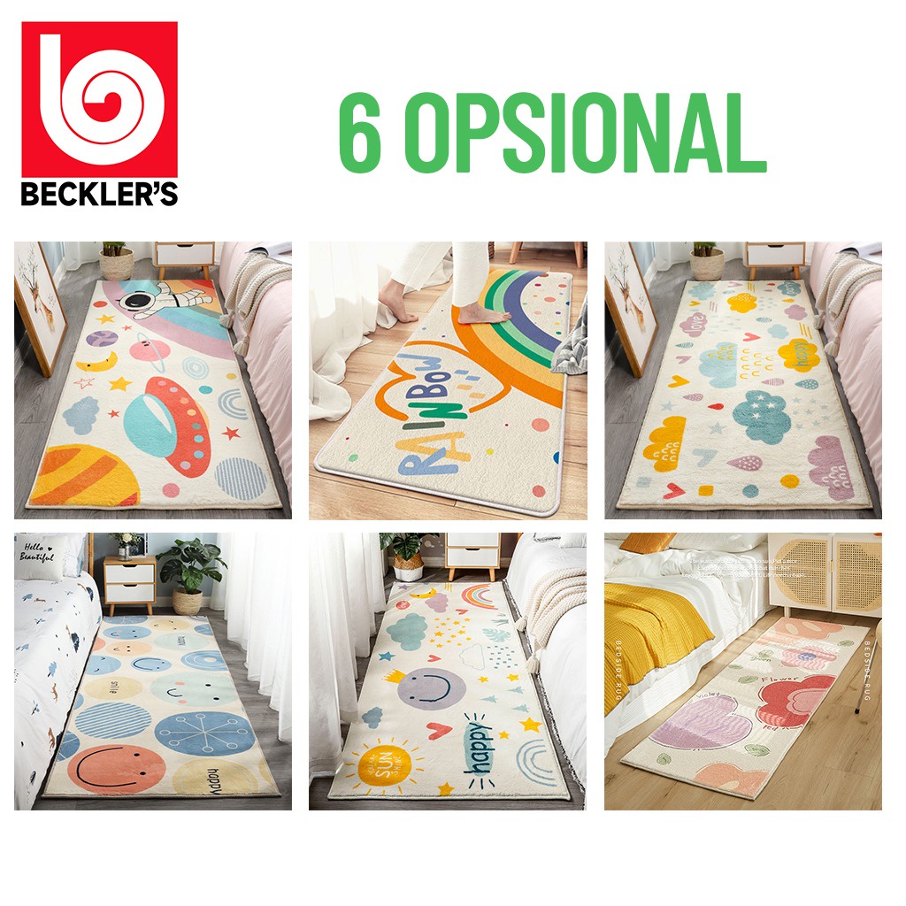 Karpet Panjang Bedroom Mat Keset Panjang Lembut Bulu Tebal Halus Alas Kaki Anti Slip Modern Minimalis Pelangi 45x120cm