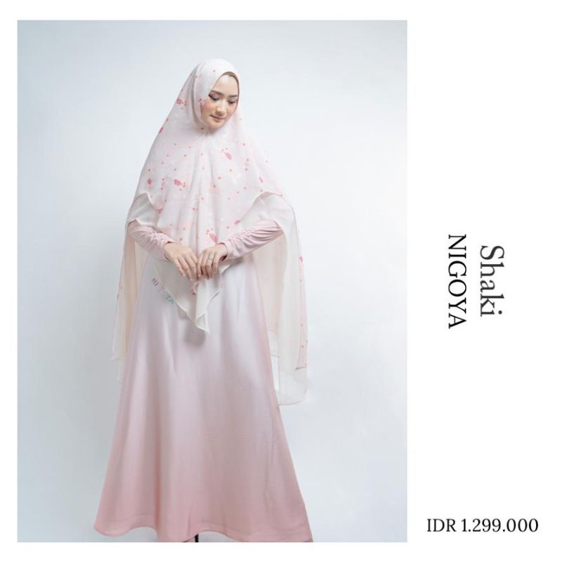 Nigoya Syar'i - Gamis Syari Shaki Pink Peach Special Edition Set Syar'i Mewah Haji Umroh