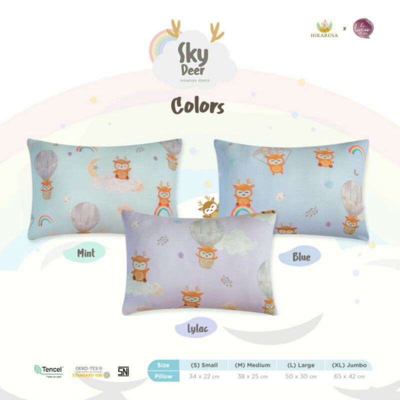 Hikarusa BANTAL - Hikaru Baby Shark Cuddle Pillow Buddy Tencel Motif Sky Deer Size S M L