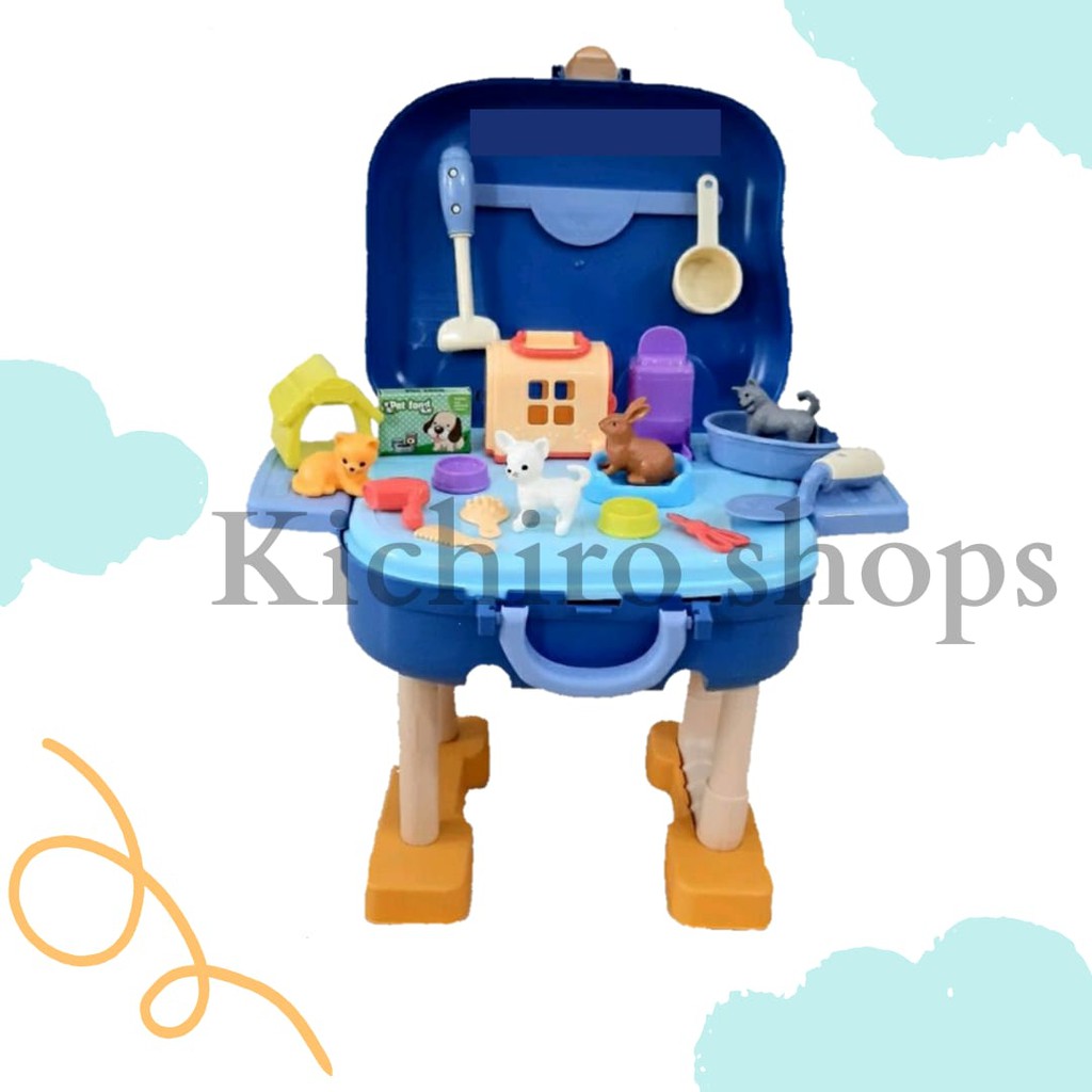 Mainan Anak Pet Shop Suitcase Koper Salon Grooming Hewan 2in1 - Kichiro Shops