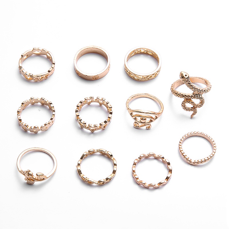 Bohemia 11 Pieces Rings Sets Women Jewelry For Holiday Gift 2020 New Popular Eye Snake Shape Trendy Rings Rings Sets