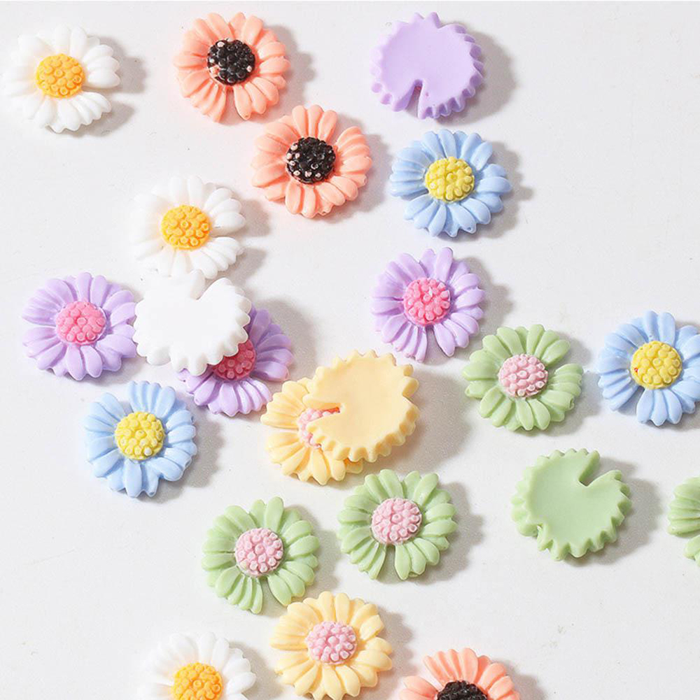 Mxbeauty 5 Pcs / Pak Ornamen Bunga Daisy 3d Bahan Resin 8 Warna Untuk Dekorasi Nail Art