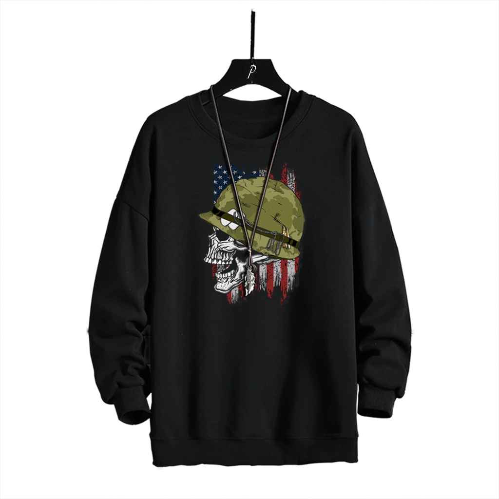 Sweater crewneck pria SOLDIER sweter cowok cewek murah keren