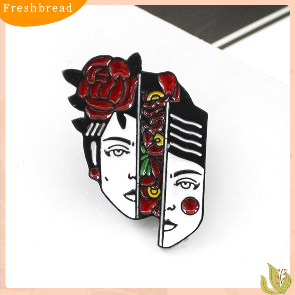 Terlaris Dislocation Lady Face Rose Flower Enamel Brooch Pin Jacket Collar Badge Jewelry