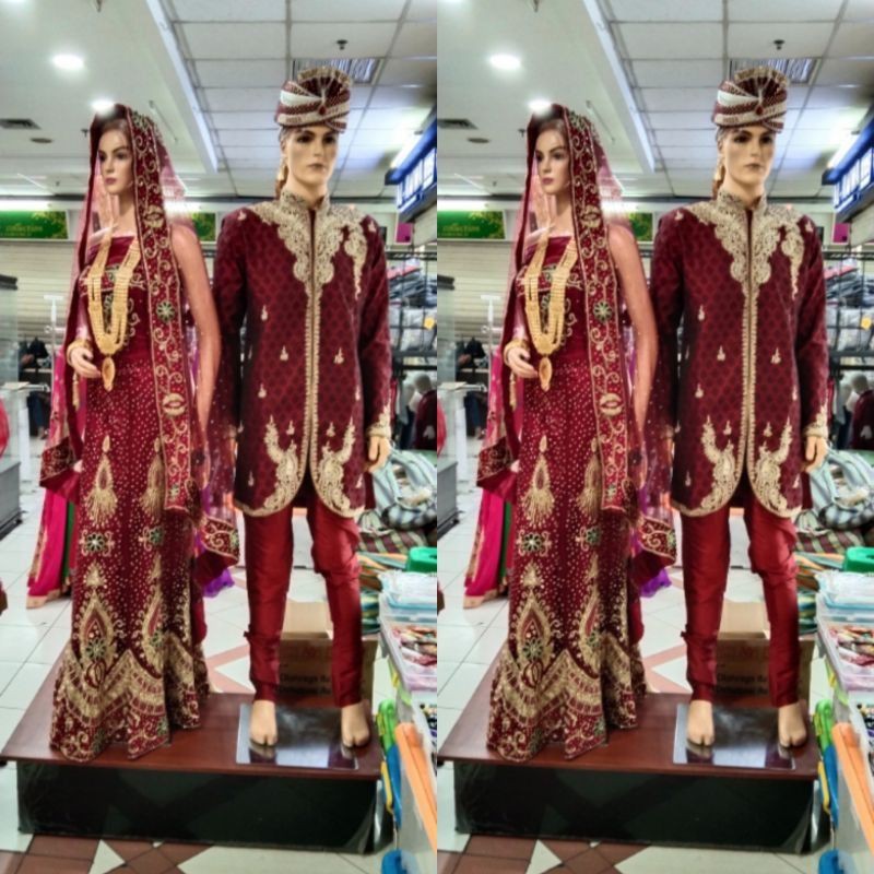 baju india pengantin couple nikah wedding adat mewah lengga lengha lehenga pesta jodha uttaran
