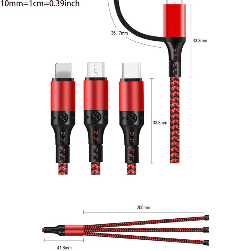 VIVI   Type C to USB C/Micro USB/Light-ning Charge Cable for huawei Smartphones 5 in1