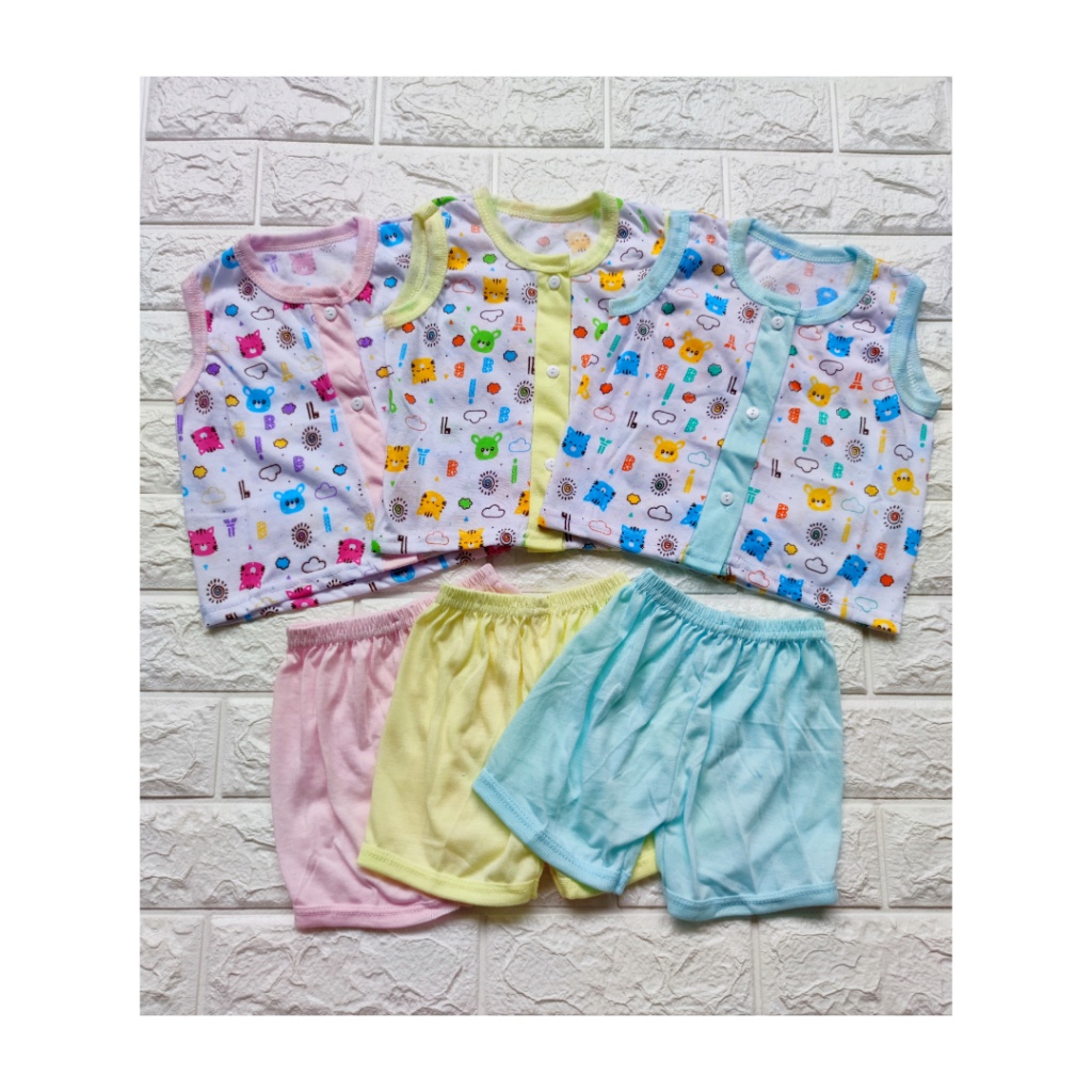 Setelan Baju Kutung Bayi Laki Laki Perempuan 3 6 9 12 Bulan Putih