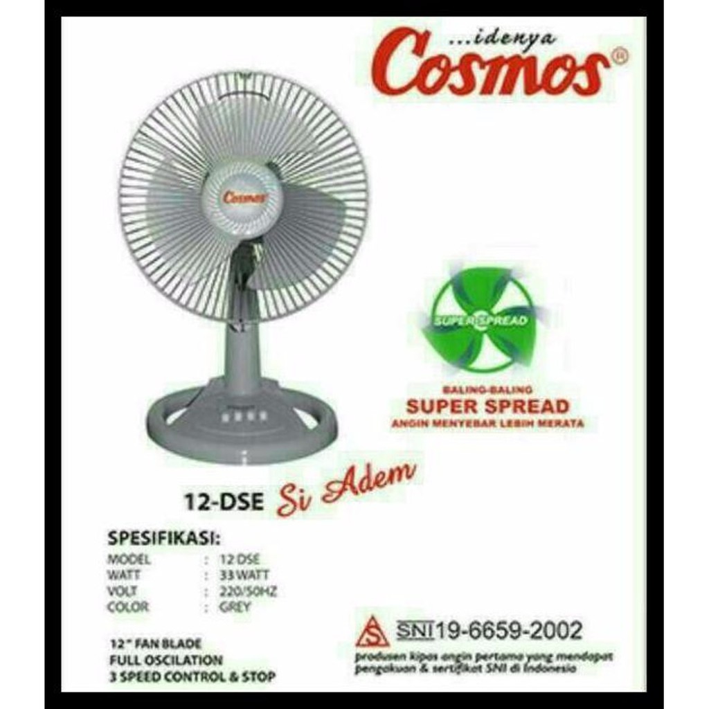 KIPAS ANGIN MEJA / DESK FAN COSMOS 12-DSE / 12 DAR / 12DSF / 12 LDA - 12 INCH ORIGINAL ( ORI )100% TERMURAH !