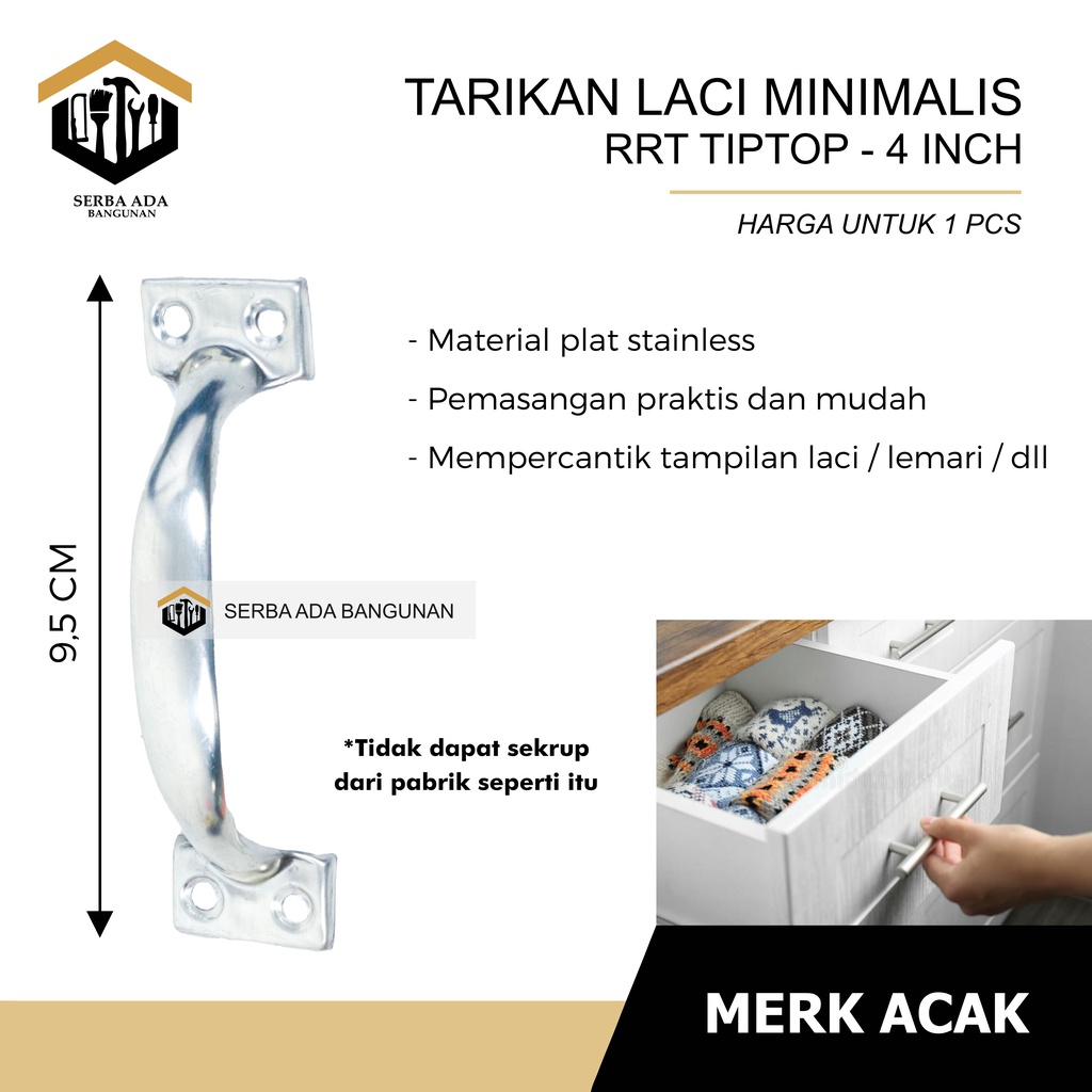 Handle Tarikan Laci Pegangan Lemari / Gagang Tarikan Knob Knop Laci Ukuran Panjang 12cm