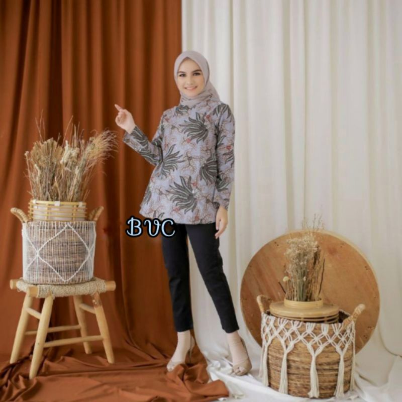 BAJU BATIK WANITA MODERN MONALISA GENES M,L,XL asli PEKALONGAN