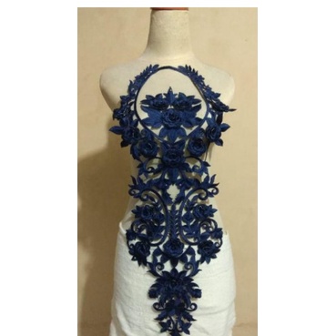 Toko Bekasi Timur Bordir Tempel Bunga Renda Dada Tasik Kamisem Navy Lace Embroidery