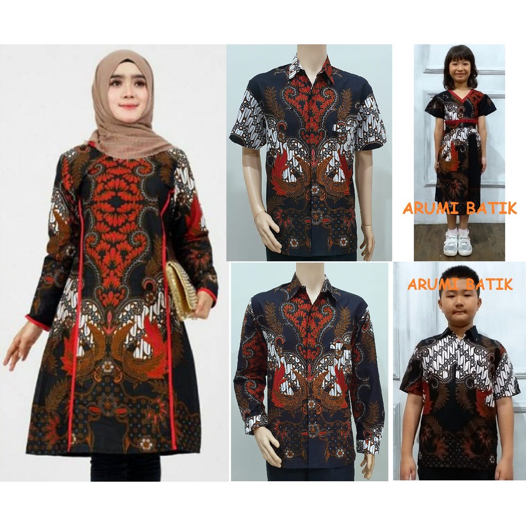 Sarimbit Couple Set Keluarga Muslim Tunik Batik 2850 Mutia