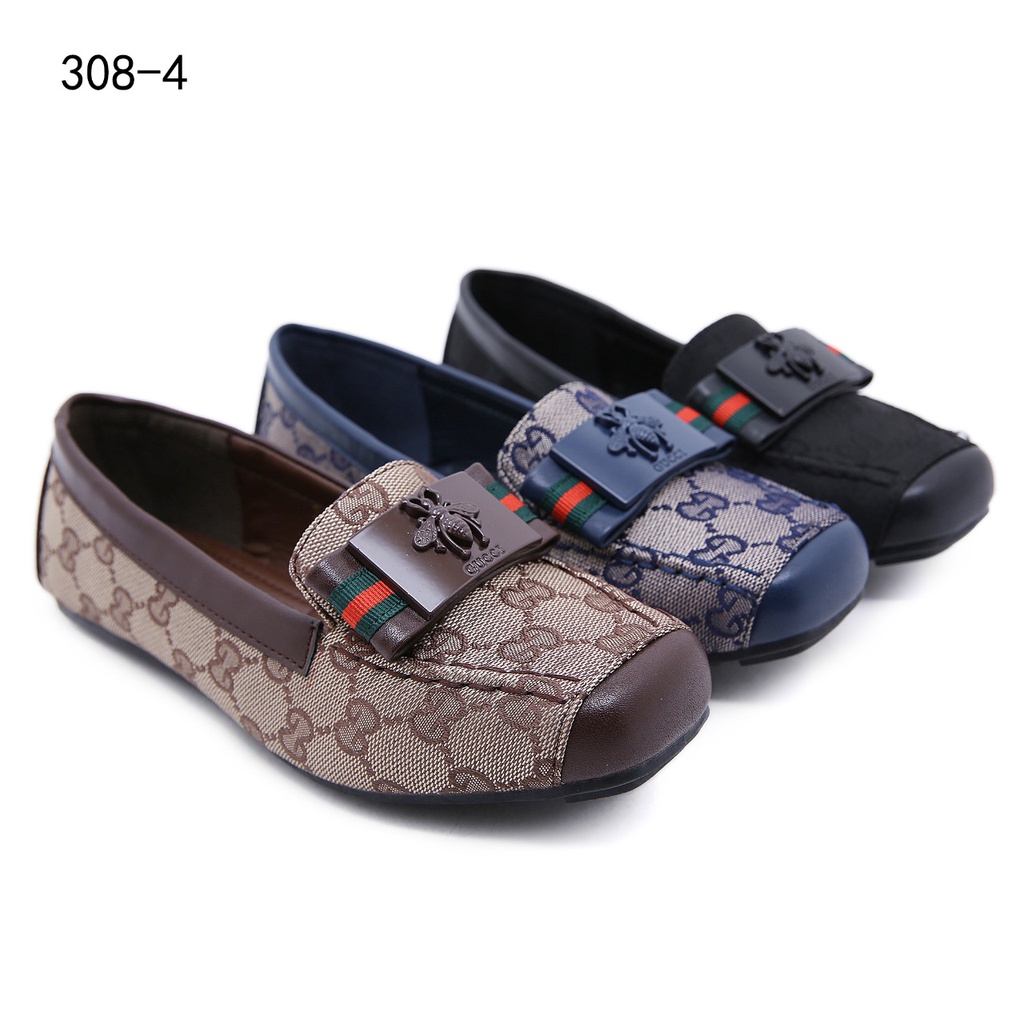 GG Canvas Logo Bee Flat Shoes #308-4