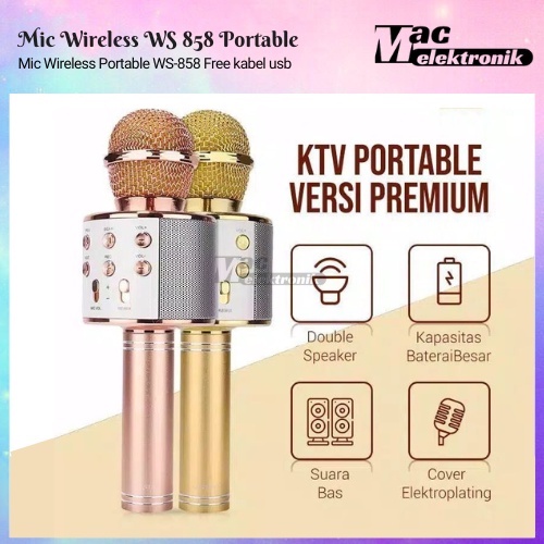 Mic Bluetooth WS-858 / Smule Wireless Karaoke Portable / WARNA RANDOM Mic Karaoke Mikrofon Original Wireless Bluetooth Mic Smule WSTER W-STER WS858 WS-858 WS 858